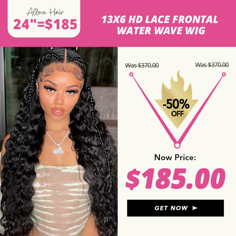 [Allove Mid-Year Insane Sale] 24 Inch = $185 | 13x6 HD Lace Frontal Water Wave Wig 50% Off - AlloveHair