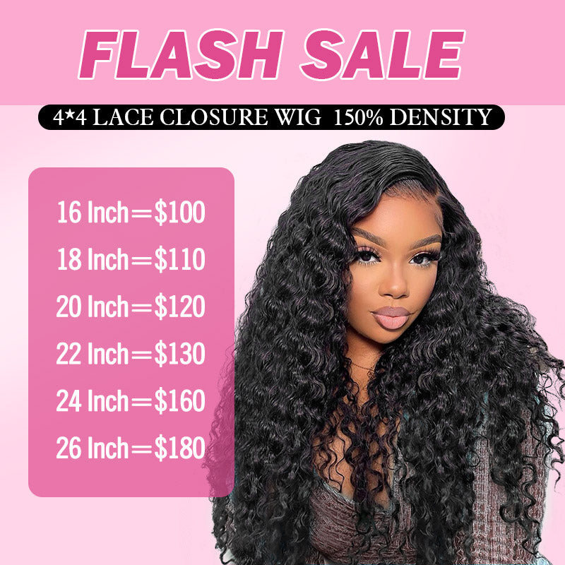 Flash Sale  (16-26") 4x4 Transparent Lace Closure Wig 150% Density - AlloveHair