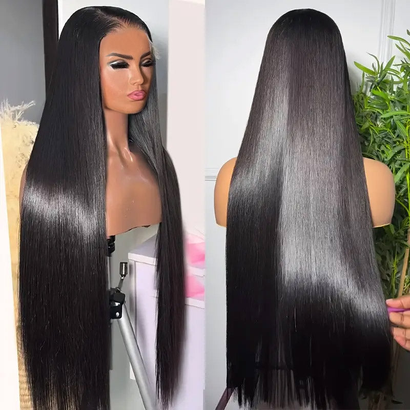 [30'' = $165.99 - No Code Needed] 13x6 HD Lace Front Wig Virgin Straight Human Hair Ready to Go Glueless Wig - AlloveHair