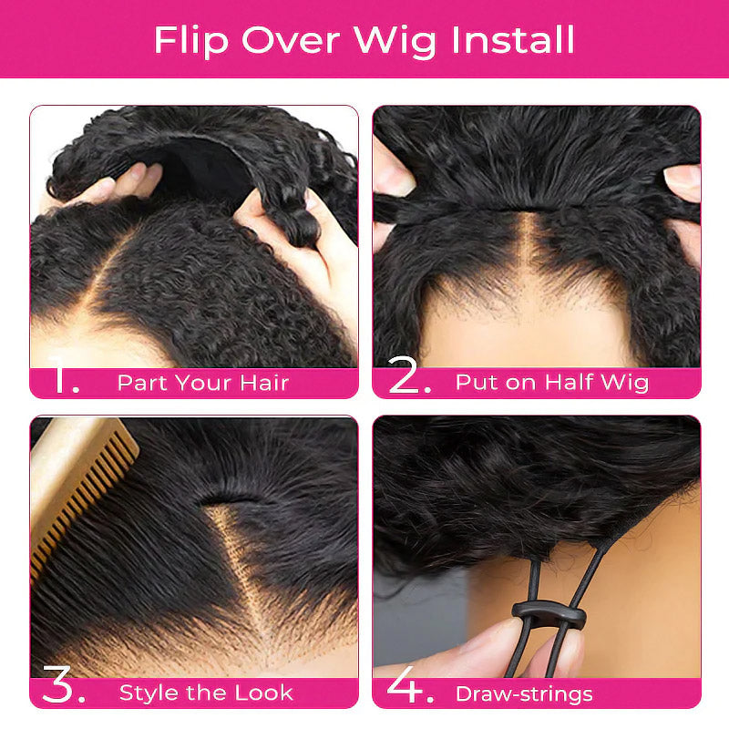 Experience effortless style with the Allove 3-in-1 Half Wig in Reddish Brown. This pre-styled kinky curly wig features an invisible hairline and InvisiFit strap for a natural, secure fit.