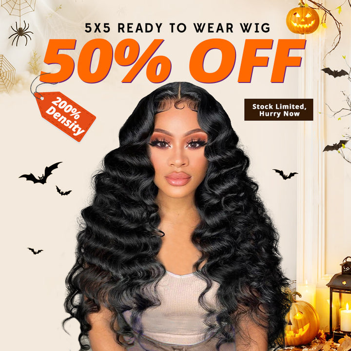[50% OFF - No Code Needed] 200% Density Pre Cut Lace & Pre Plucked & Bleached Knots Ready To Wear 5x5 Lace Closure Wigs