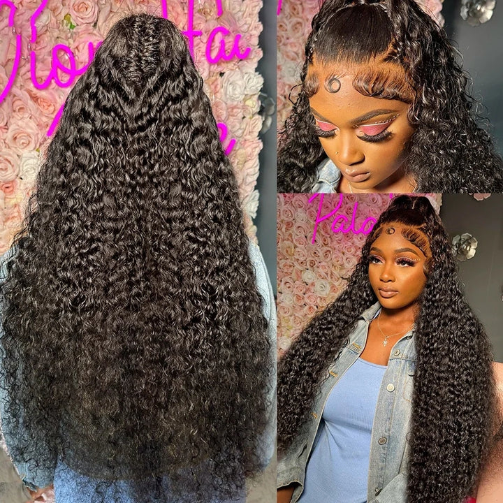 Wear And Go 13x4 Kinky Curly HD Invisible Glueless Lace Front Wig Virgin Human Hair 200% Density