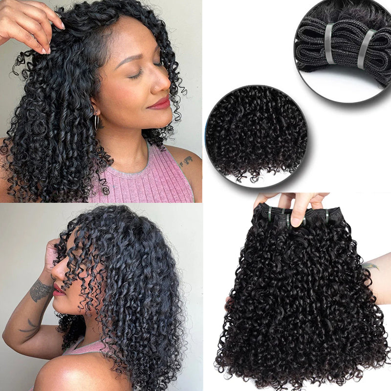 Allove 12A Burmese Pixie Curly Raw Human Hair 1/3/4 Bundles Pixie Curls Human Hair Extensions - AlloveHair