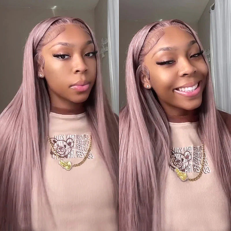 Allove Ash Purple HD Lace Front Body Wave Wigs Rose Gold Hair Color Human Hair Wigs - AlloveHair