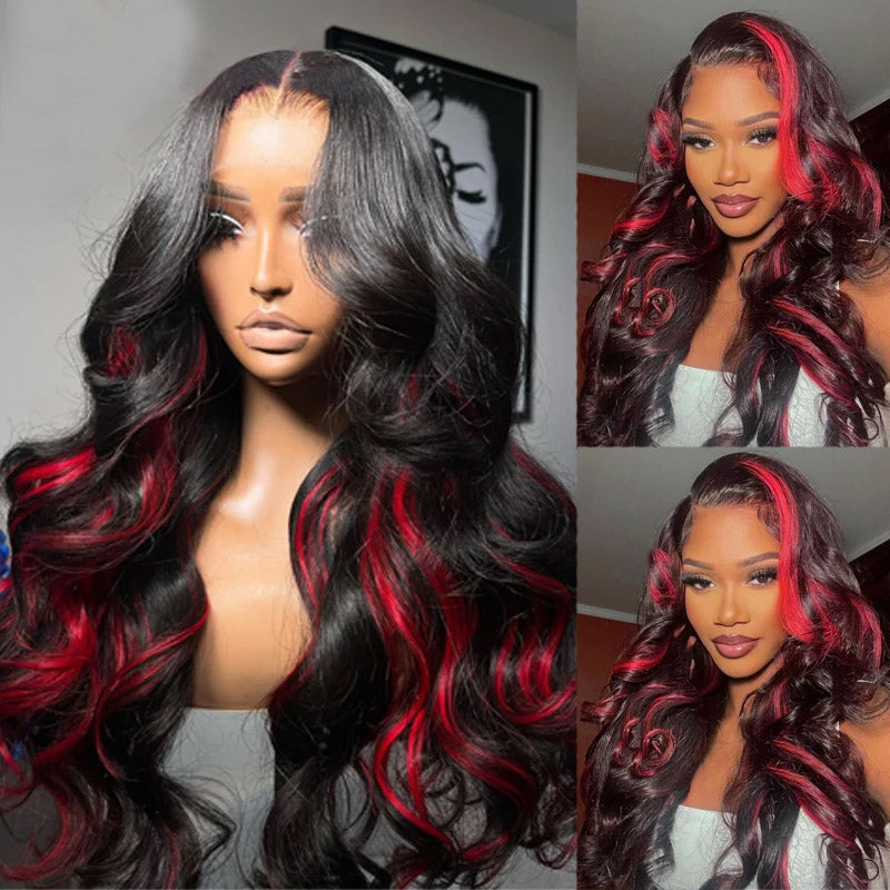 200% Density Ombre Blonde Red With Black Root Kinky Curly 13x4/13x6 Hd Lace Front Wig With Pre Plucked