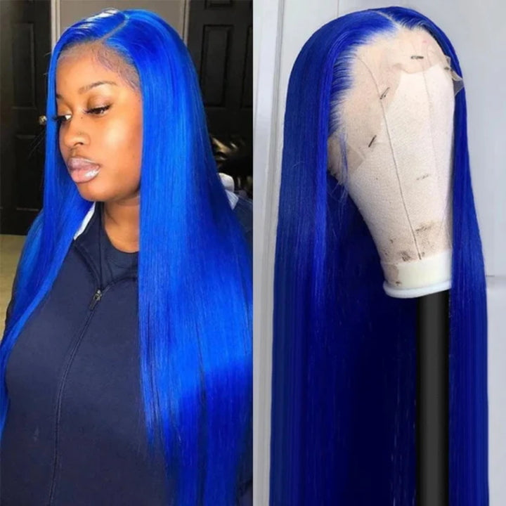 Allove Flawless Blue Colored Body Wave/Straight 13x6 HD Lace Front Wigs Pre Plucked Lace Front Wig 200% Density - AlloveHair