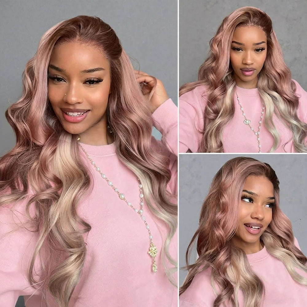 Allove Ombre Strawberry Blonde Color Body Wave 13X4/13X6 Full Lace Front 100% Human Hair Wig - AlloveHair