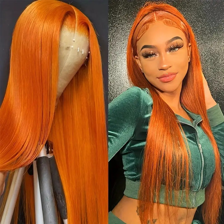 [Allove New Year Sale] Allove Hair Orange Ginger 13x6 Lace Front Human Hair Wig - AlloveHair