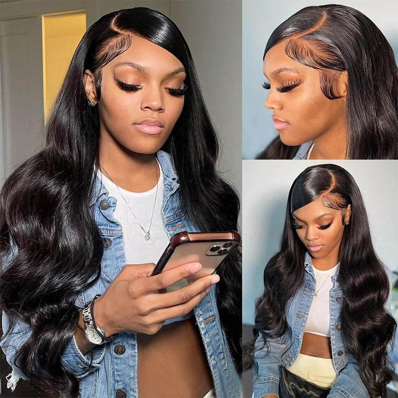 【C Part】Long 40 Inch Body Wave Human Hair Affordable 180% Density Wig HD 13x4 Glueless Wigs - AlloveHair