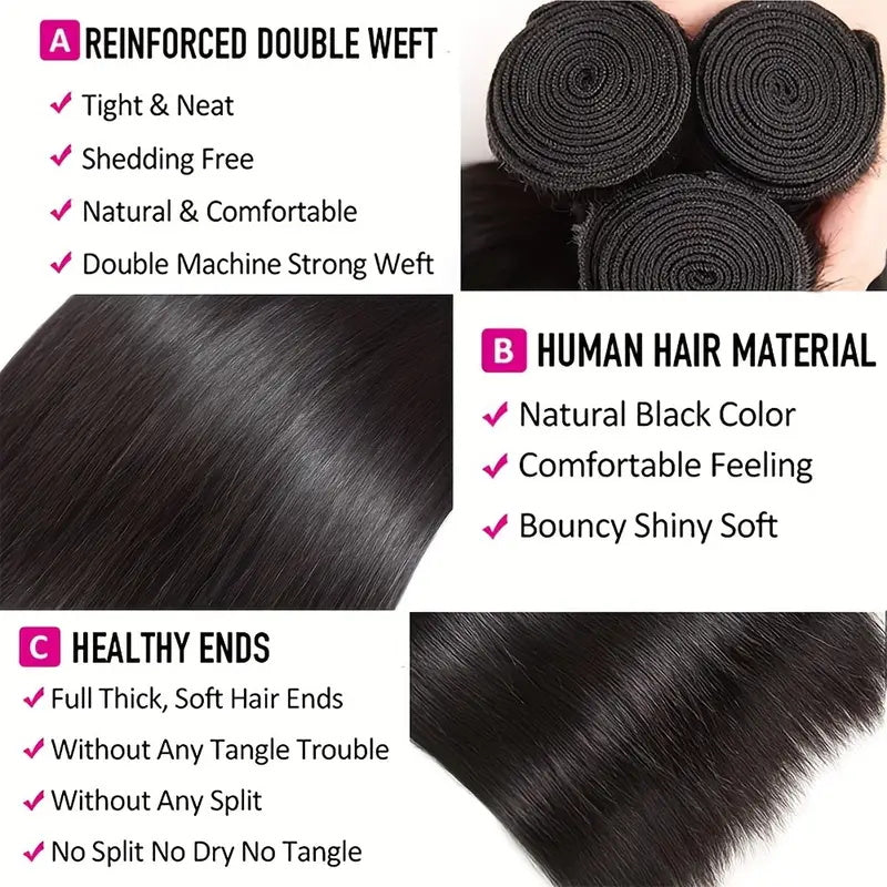 Allove Straight Hair Bundles Bone Straight Human Hair Bundles 30 inch Virgin Hair Bundles Brazilian Weave Human Hair Extensions