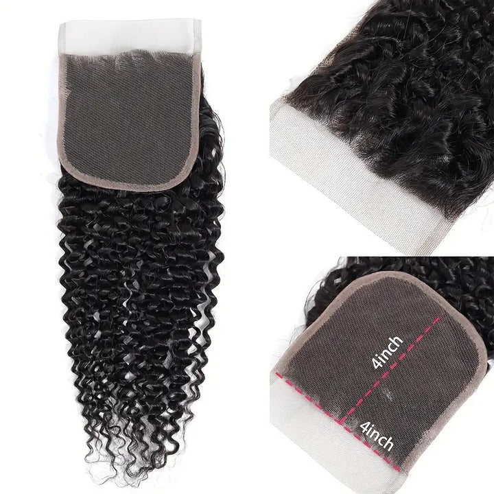 8A Grade Kinky Curly 4*4 Lace Closure Virgin Human Hair
