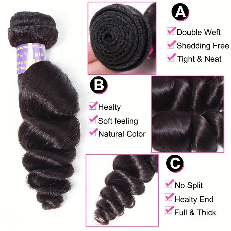 Overnight Shipping  3 Bundles Loose Wave Human Hair Extensions - AlloveHair