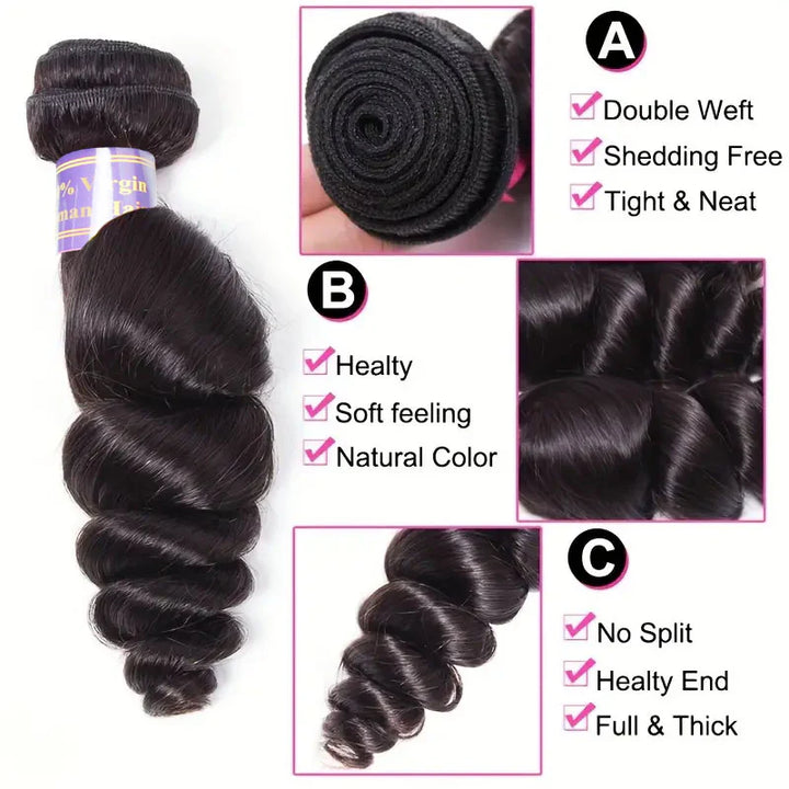 Overnight Shipping  3 Bundles Loose Wave Human Hair Extensions - AlloveHair