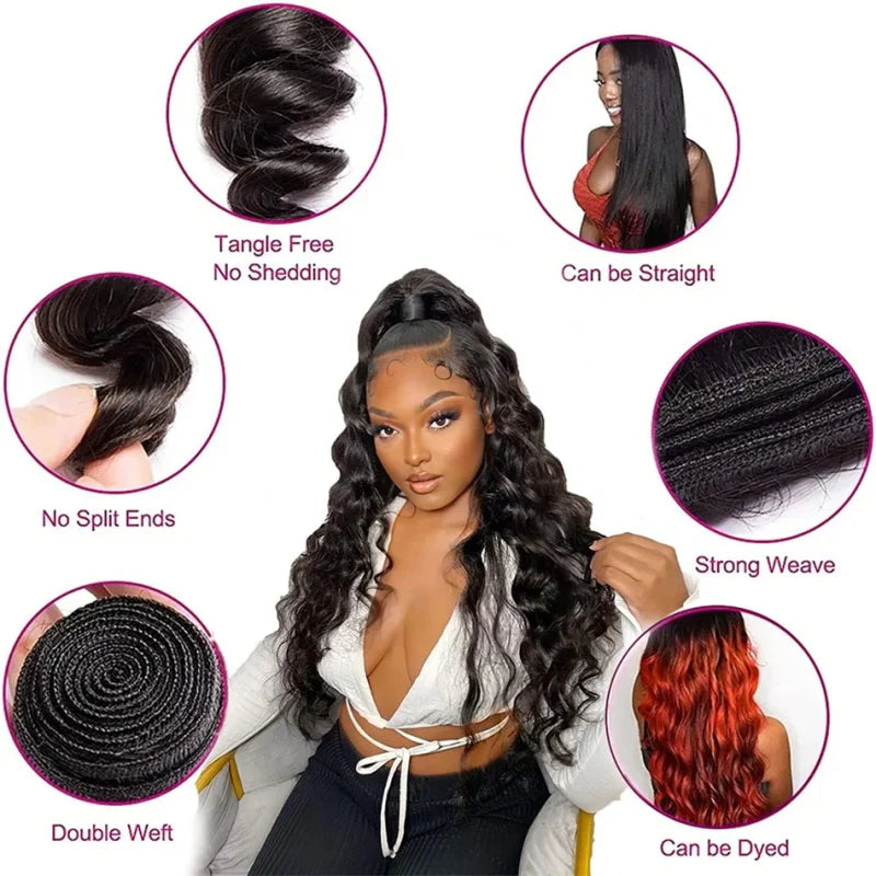 Overnight Shipping  3 Bundles Loose Wave Human Hair Extensions - AlloveHair