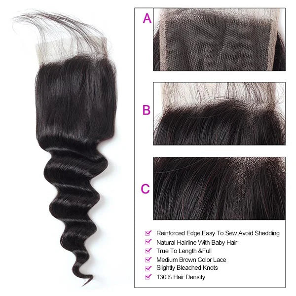 Overnight Shipping Allove Loose Deep /Loose Wave 3 Bundles With 4*4 Lace Closure Human Hair Extensions - AlloveHair