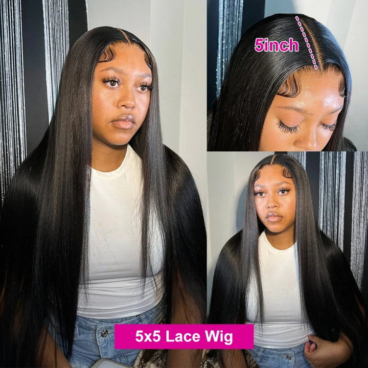 [50% OFF - No Code Needed] $89.99 for 22'' 5x5 Ready to Wear Straight Hair Lace Front Wigs 180% Density - AlloveHair