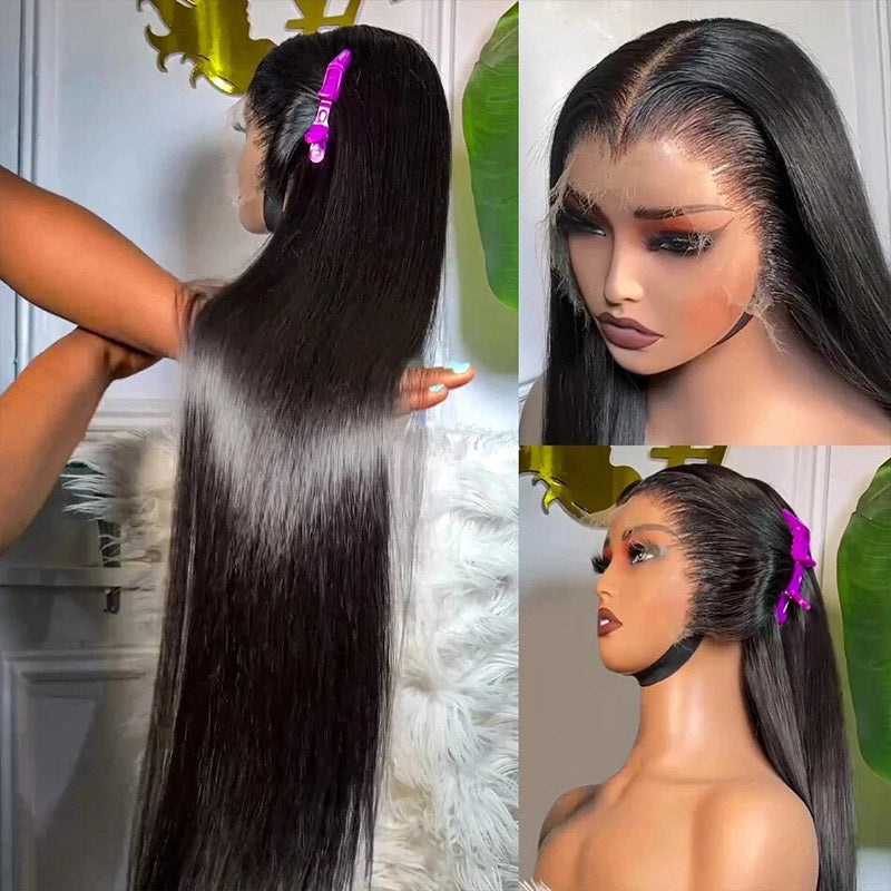【C Part】30Inch Long 13*4 HD Straight Human Hair Ready To Wear Lace Front Wig - AlloveHair