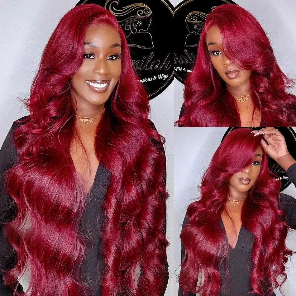 99J Burgundy Color Brazilian Body Wave Hair 3 Bundles With 4x4 Closure Human Hair Bundles - AlloveHair