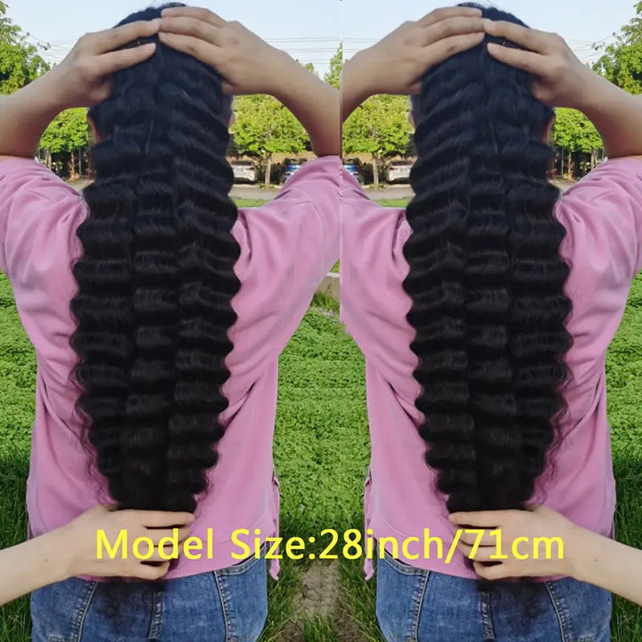Allove Hair Brazilian Loose Deep Wave Hair 3 Bundles With 4*4 Lace Closure