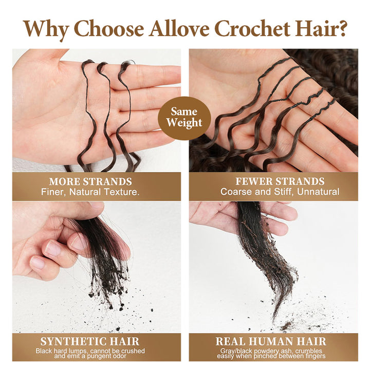 #4 Dark Brown Premium Deep Wave Crochet Human Hair Soft Defined Curls Easy Install - AlloveHair