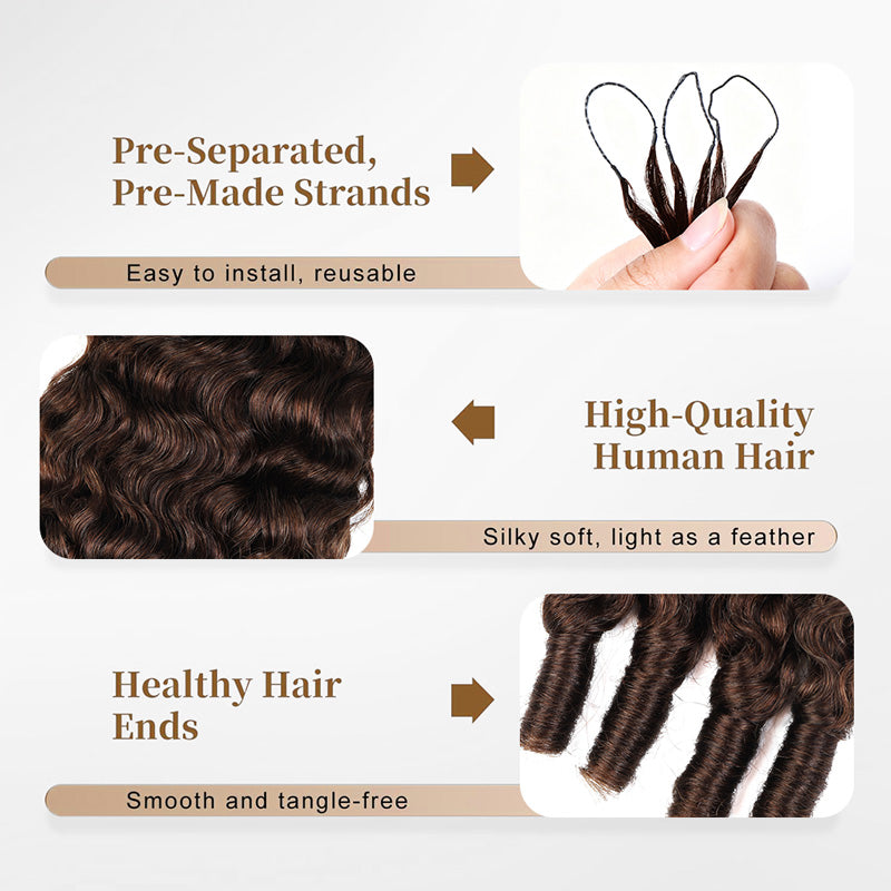 #4 Chocolate Brown Burmese Curly Feather Crochet Human Hair for Braiding No Weft Human Hair Extensions - AlloveHair