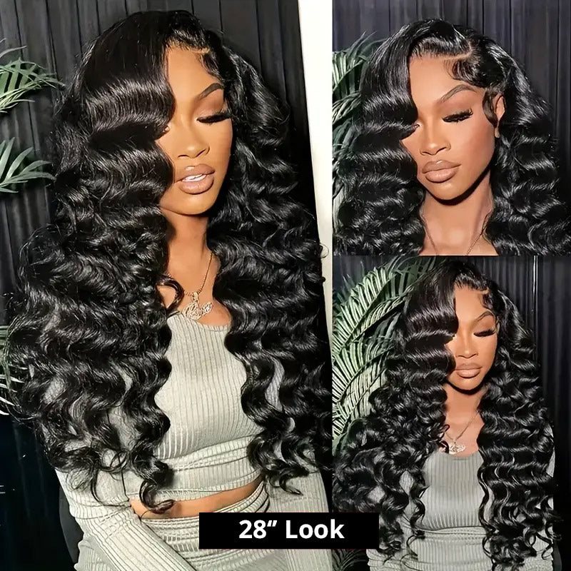 [30'' = $165.99 - No Code Needed] 13x6 Lace Front Wig with Bleached Knots Loose Deep Wave Human Hair Wigs Beginner Friendly - AlloveHair