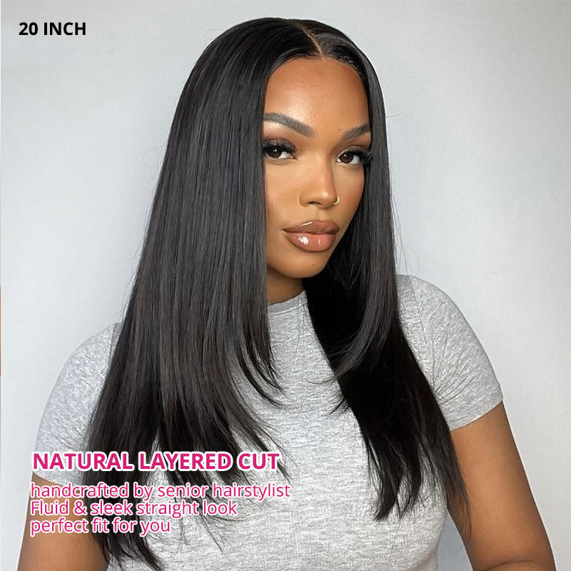Allove Layered Cut Pre-Plucked Straight Wig 13x4 HD Lace Frontal Wig 100% Human Hair - AlloveHair