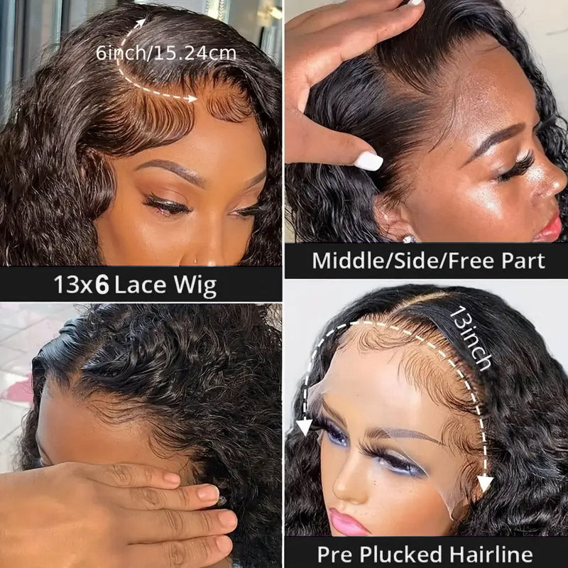 [30'' = $165.99 - No Code Needed] 13x6 Lace Front Wigs Glueless Human Hair Wigs Deep Wave Wig For Black Women - AlloveHair