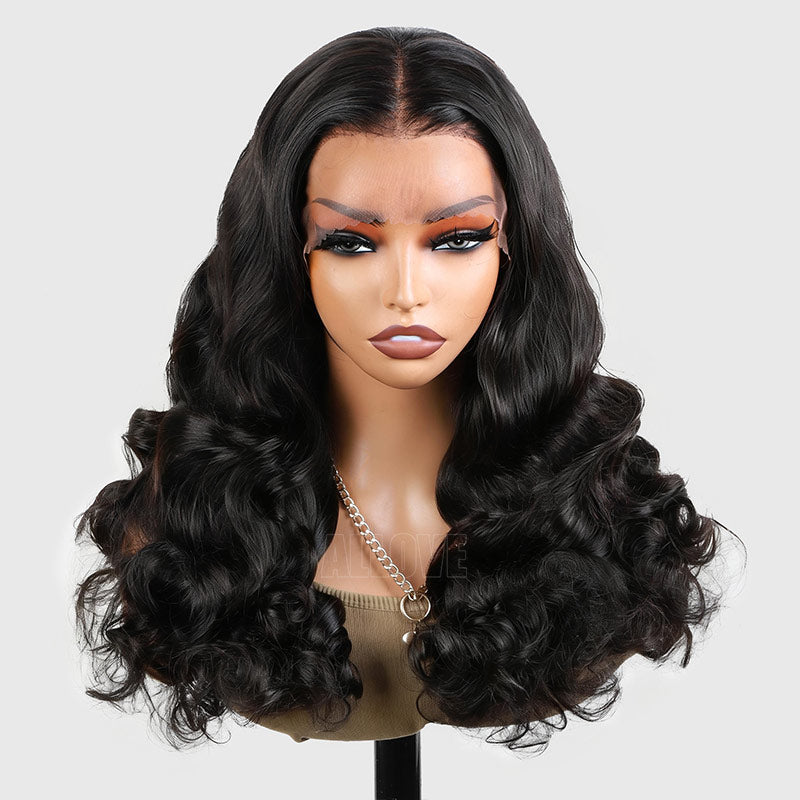 Allove 350% Density Bouncy Curl Wigs Super Double Drawn 13x4 HD Lace Front Wigs with Pre Plucked Hairline - AlloveHair