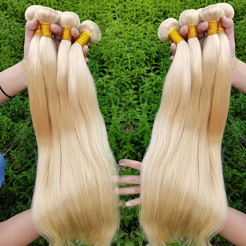 4 Bundles 613 Blonde Straight Human Remy Hair Weave - AlloveHair