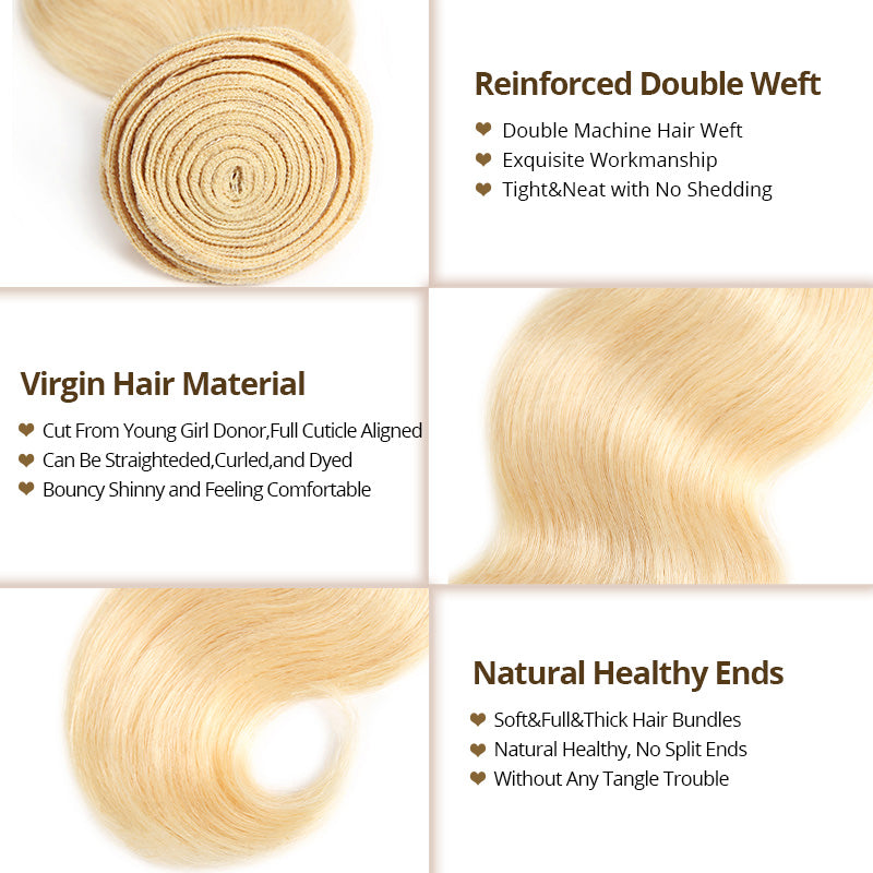 [New Trend] Black Hair With Blonde Peekaboo Highlights Body Wave Human Hair Bundles - AlloveHair