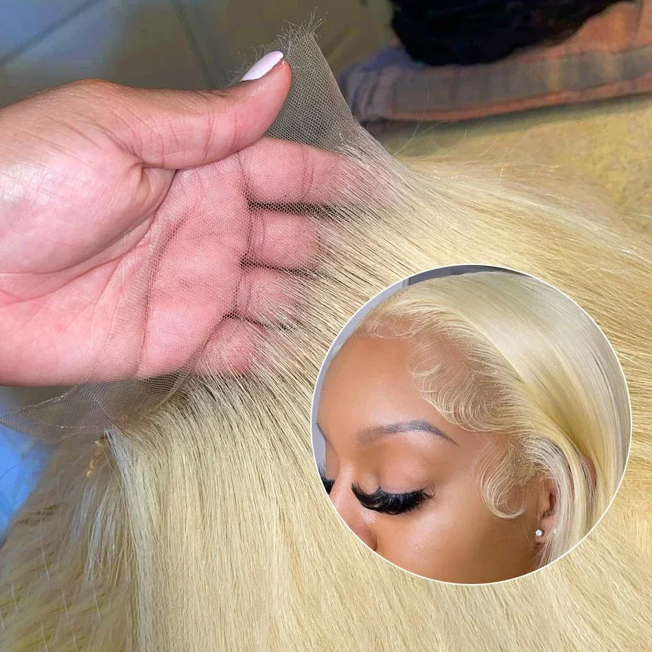 Glueless 613 Blonde Wear & Go 4*4 HD Lace Closure Straight Wig