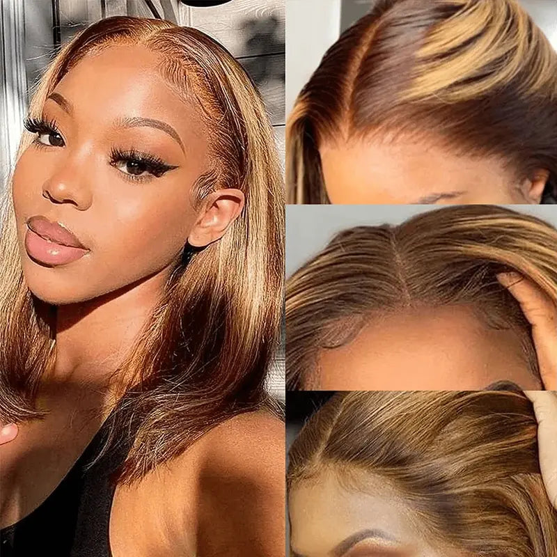[ Halloween Deal - No Code Needed] Short Straight Bob Wigs 13x4 HD Lace Front Wigs Pre Plucked Glueless Human Hair Wig - AlloveHair