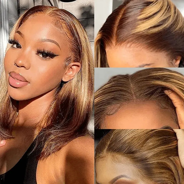 [ Halloween Deal - No Code Needed] Short Straight Bob Wigs 13x4 HD Lace Front Wigs Pre Plucked Glueless Human Hair Wig - AlloveHair