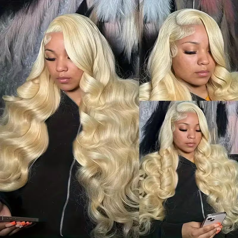613 Blonde Color Brazilian Body Wave 3 Bundles with HD 13*4 Lace Frontal Human Hair Extension - AlloveHair