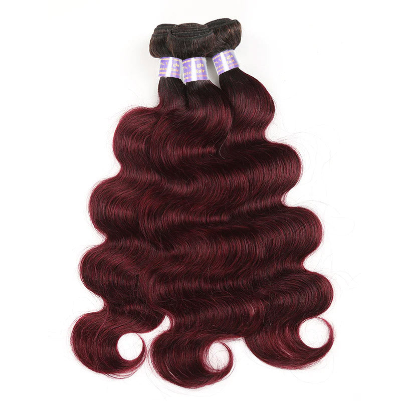 1B Dark Burgundy Body Wave 3 Bundles With 13x4 13x6 Lace Frontal 30 Inch Brazilian Human Hair - AlloveHair