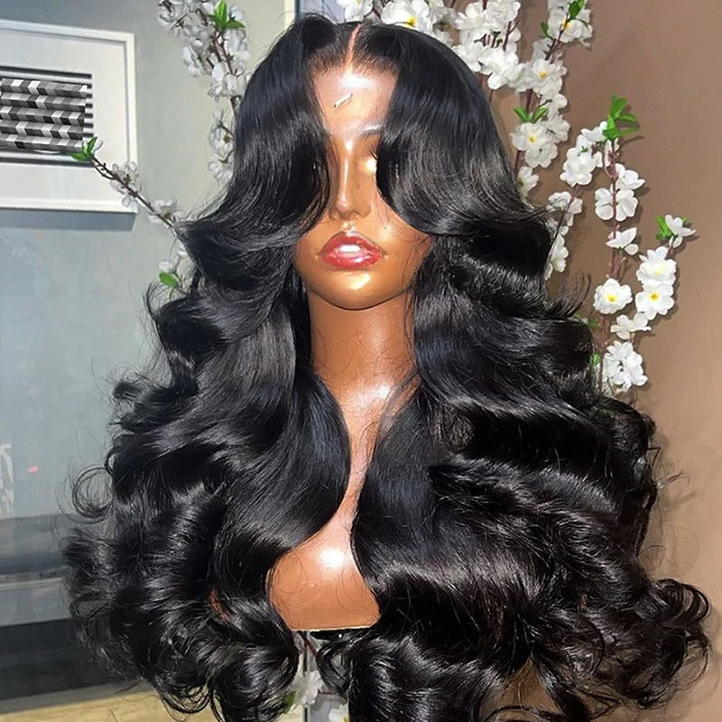 Face-Framing Curtain Bangs Body Wave Wig Glueless Ready To Go Wig 180% Density - AlloveHair