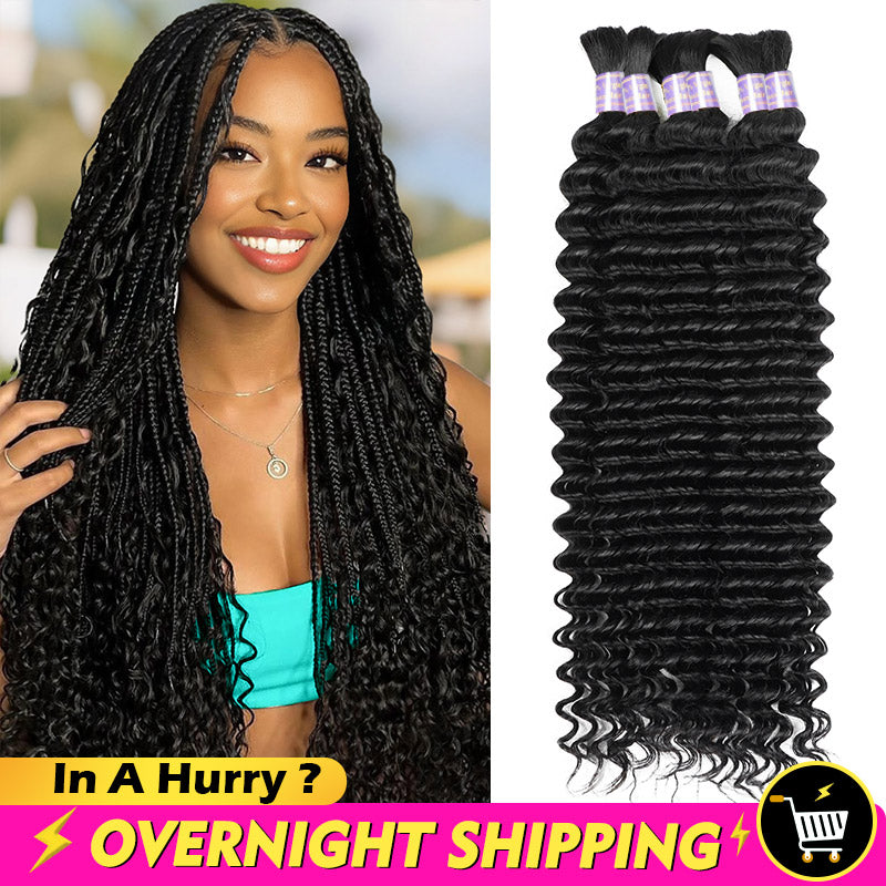 Overnight Shipping Deep Wave Bulk Human Hair For Braiding No Weft 100% Human Hair Extensions - AlloveHair