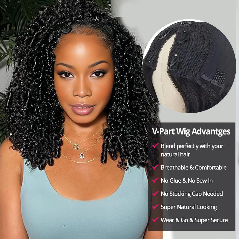 Burmese Curly V Part Wig Human Hair Ready To Wear Glueless Wig with Drawstring - AlloveHair