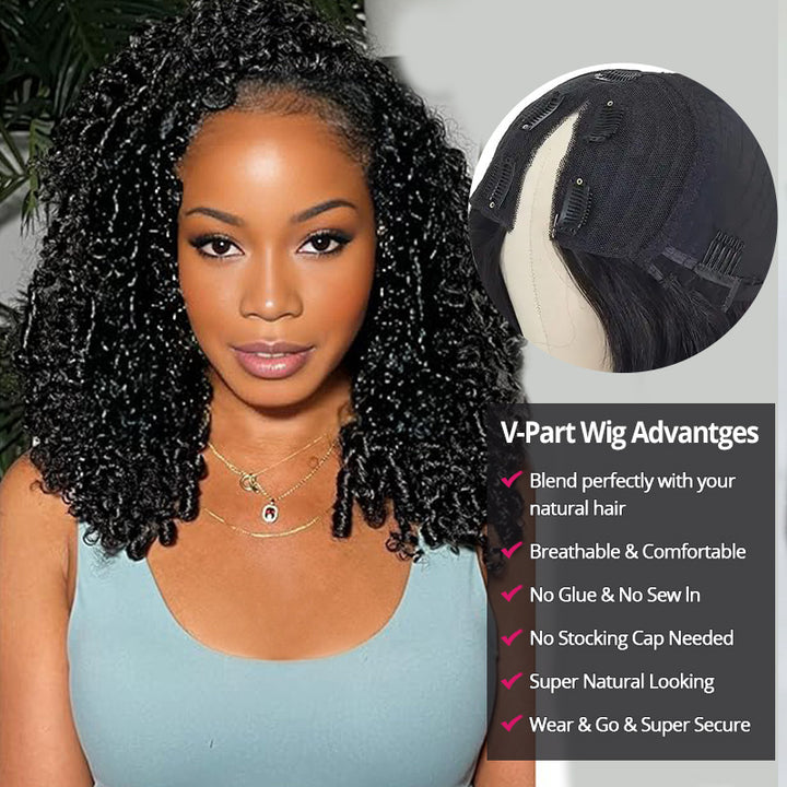 Burmese Curly V Part Wig Human Hair Ready To Wear Glueless Wig with Drawstring - AlloveHair