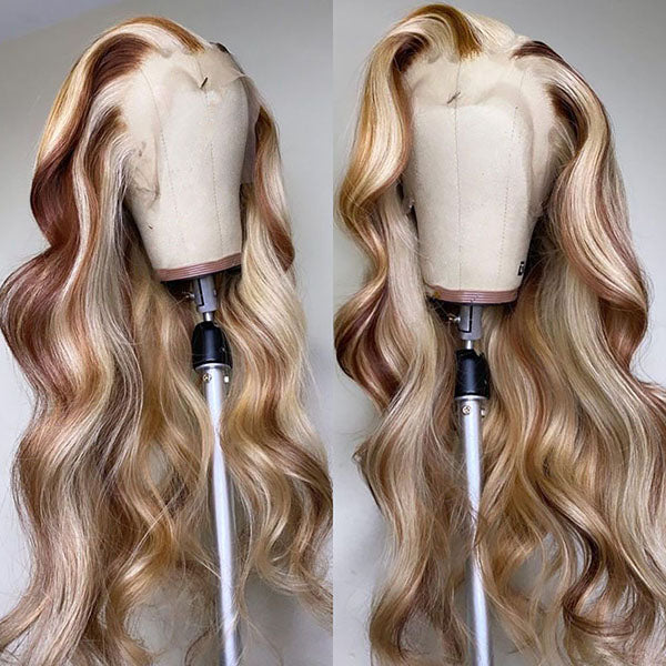 [ Lowest Price - No Code Needed] P4/613 Brown Hair With Blonde Highlights Body Wave Lace Wigs - AlloveHair