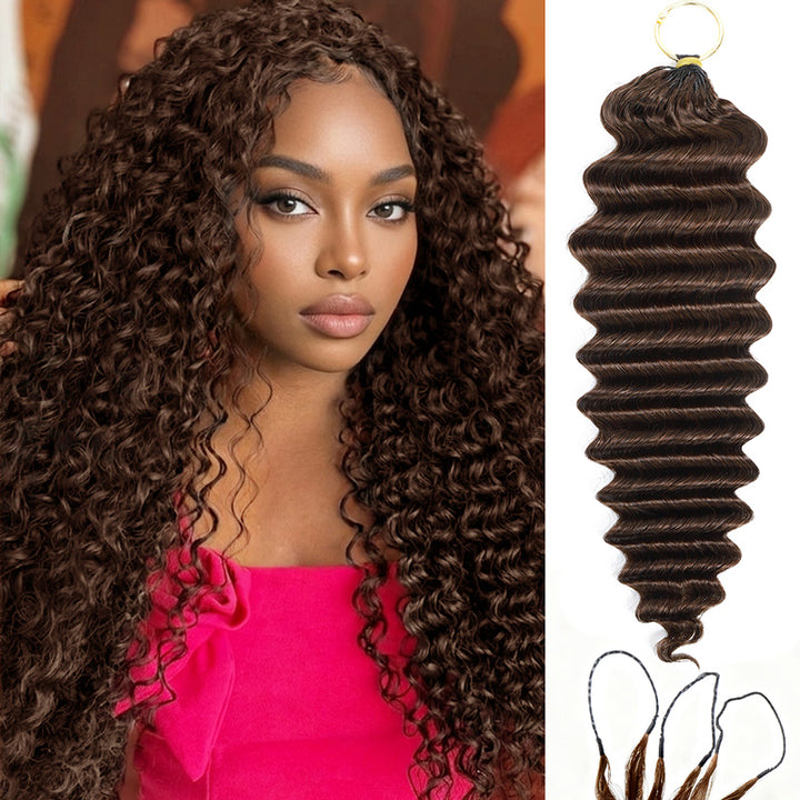 #4 Dark Brown Premium Deep Wave Crochet Human Hair Soft Defined Curls Easy Install - AlloveHair