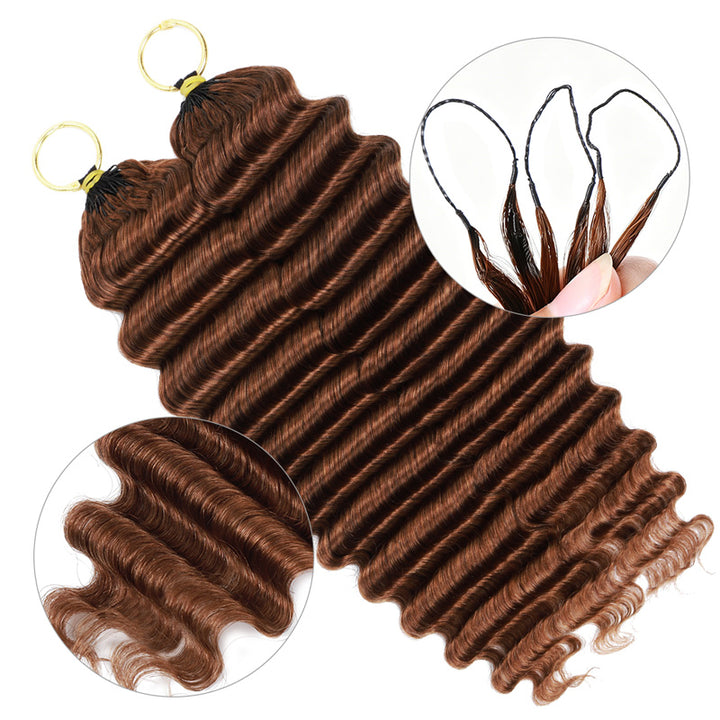 #30 Light Brown Deep Wave Crochet Hair for Boho Braids Pre-Separated Feather Crochet Human Hair Extension Protective Hairstyle - AlloveHair