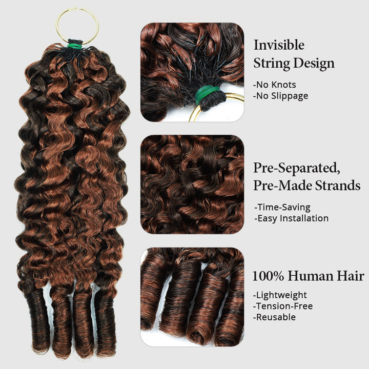 P4/30 Highlight Brown Burmese Curly Crochet Human Hair Pre-Separated 50g/Pack - AlloveHair