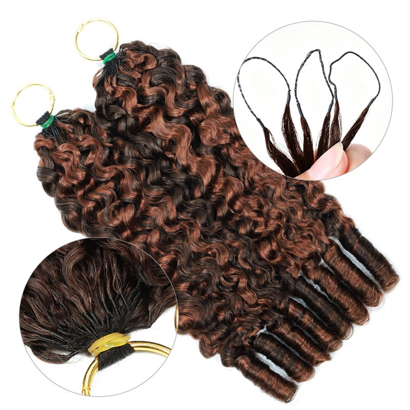 P4/30 Highlight Brown Burmese Curly Crochet Human Hair Pre-Separated 50g/Pack - AlloveHair