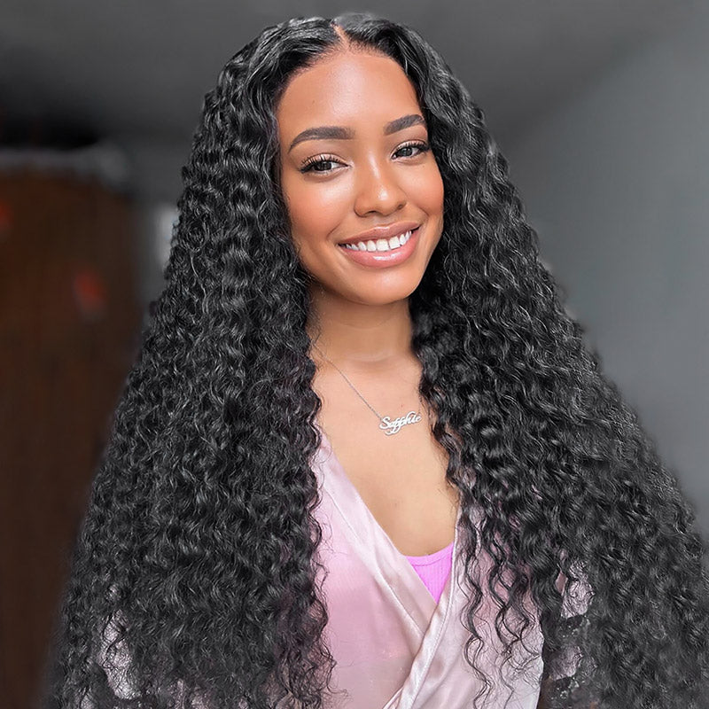 200% Density Deep Wave Wig Best 5x5 Lace Front Wigs Human Hair Glueless Wig No Glue Needed - AlloveHair