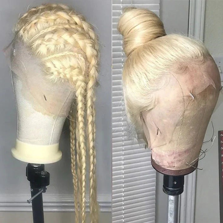 613 Platinum Blonde Wig | Straight Hair Glueless Full Lace | Adjustable Strap | Salon Quality - AlloveHair