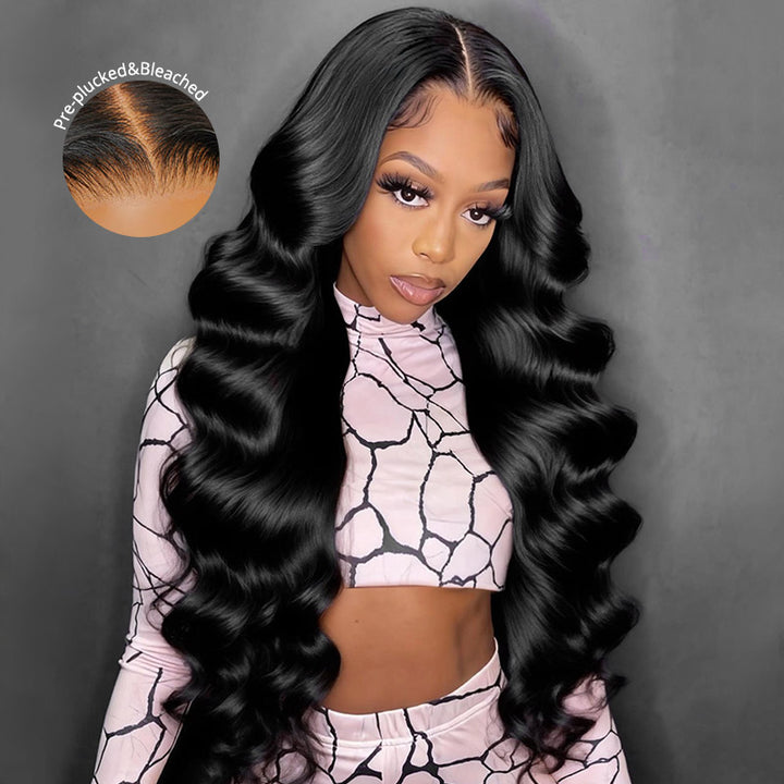 30 Inch Buss Down Wig Body Wave 5x5 Closure Wigs Human Hair 200% Density Real Glueless Wigs - AlloveHair