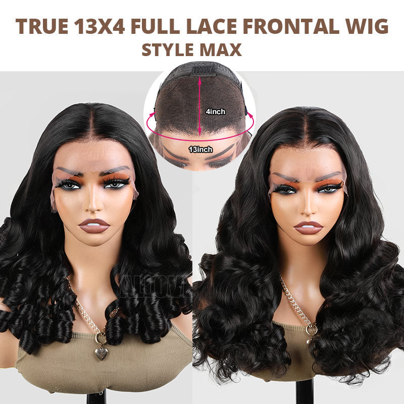 Allove 350% Density Bouncy Curl Wigs Super Double Drawn 13x4 HD Lace Front Wigs with Pre Plucked Hairline - AlloveHair