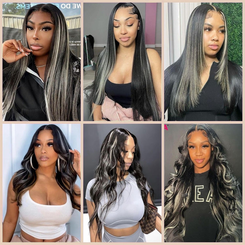 1B/613 Blonde Bundles Peekaboo Highlight Straight Human Hair Weave 15A 100% Virgin Human Hair - AlloveHair